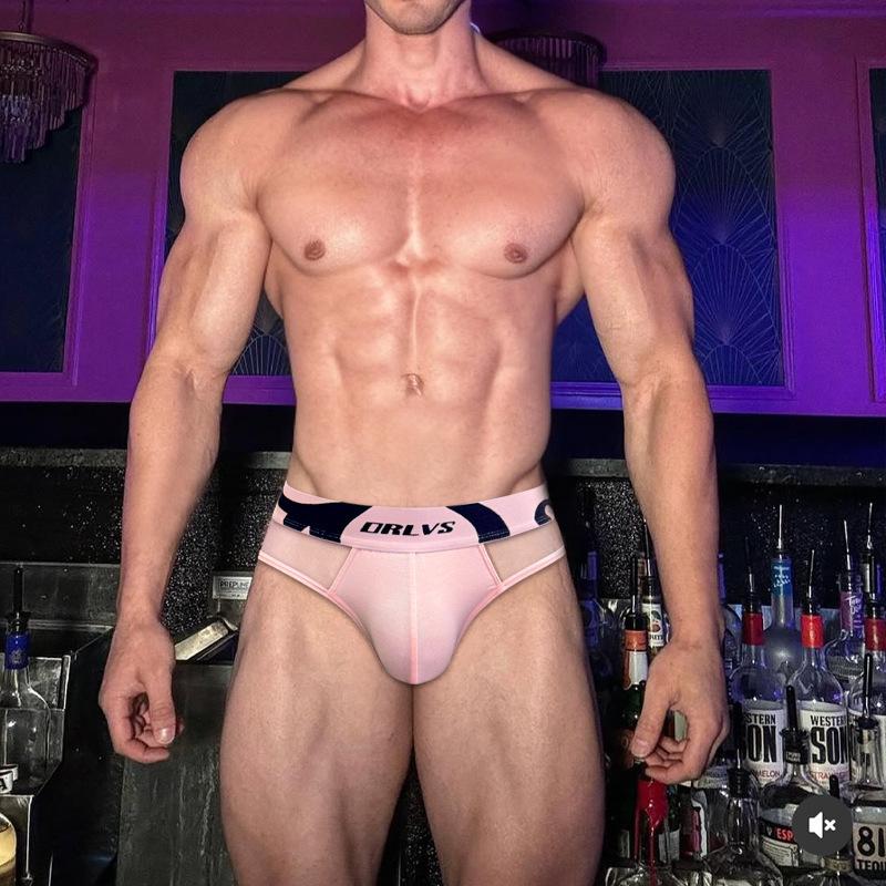 Ice Silk Transparent Underwear Stitching Large U Pouch Men's Briefs Sexy Low Waist Convex Underpants Man Sports Panties