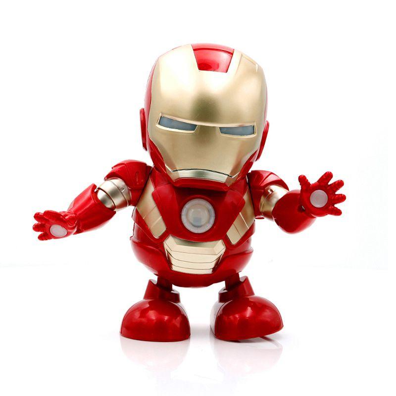 Vibrant Dance Iron Man Action Figure Toy With Led Flashlight And Sound Features