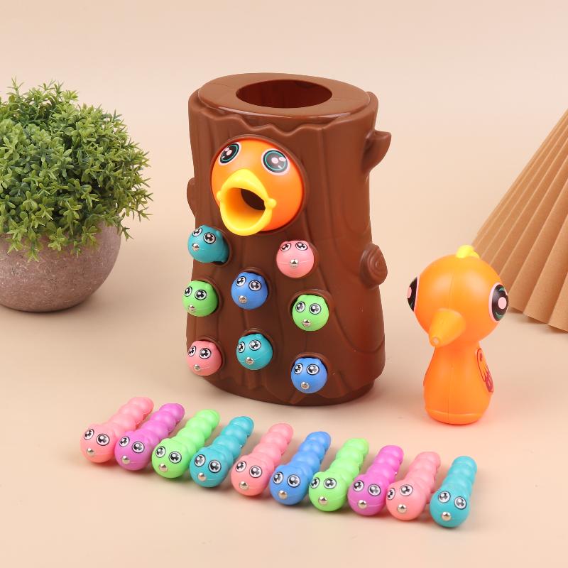Children'S Woodpecker Toy, Educational Early Childhood Fishing And Insect Catching Game, Magnetic Montessori Magnetic Toy