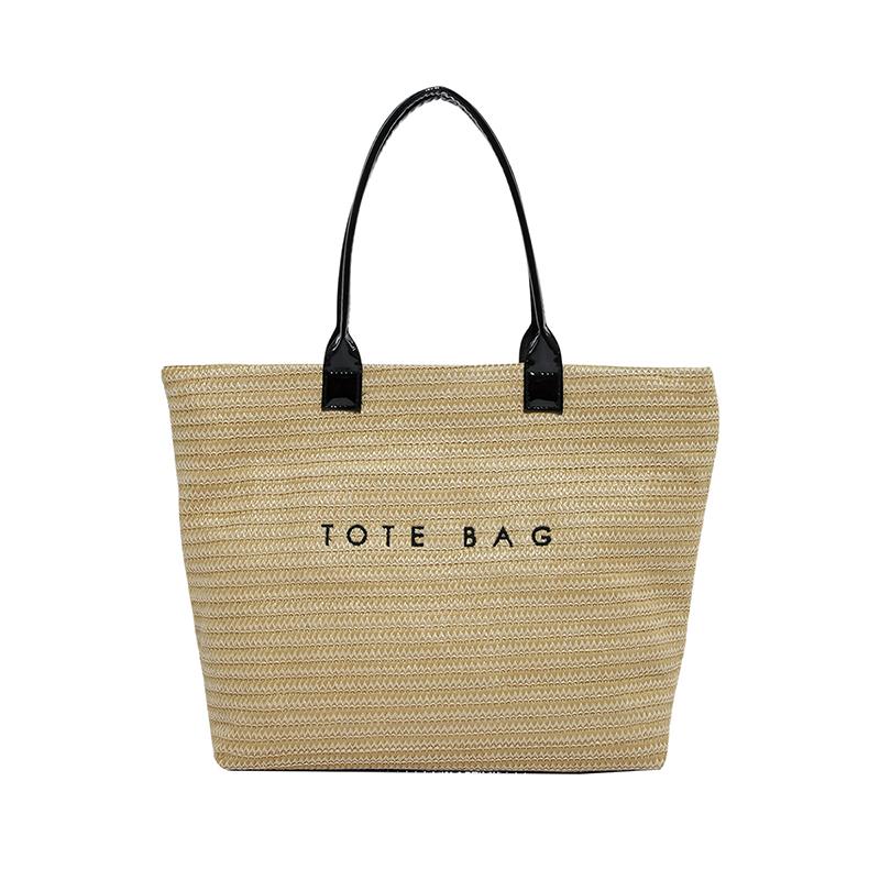 

2025 Fashion Casual New PU & Straw Woven Tote Bags Solid Large Capacity Popularity Exquisite Hot Trendy Shoulder Bags for Women чёрный