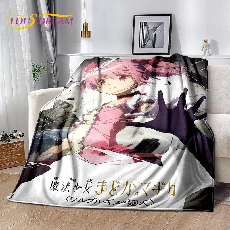 3D süße Puella Magi Madoka Magica Cartoon-Decke, weiche Überwurfdecke für Zuhause, Schlafzimmer, Bett, Sofa, Picknick, Reise, Decke für Kinder