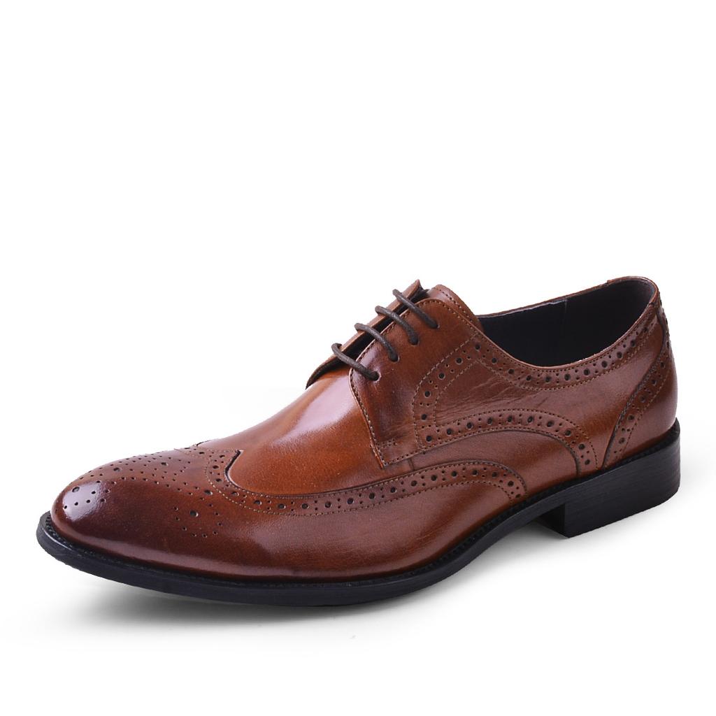 Atmungsaktive Kleiderschuhe Schnürschuhe Übergröße Hochzeitsschuhe Herren Gravierte Brogues Rindsleder Herren Business Lederschuhe