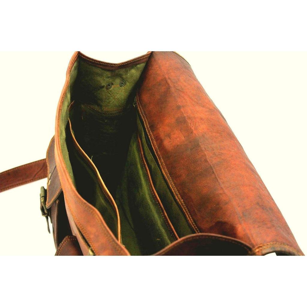 Men's Leather Vintage Notebook Messenger Shoulder Satchel Laptop Briefcase Bag