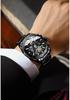 BINBOND Men's Luminous Trendy Tourbillon Watch with Steel Band, Three Dials & Six Hands 
