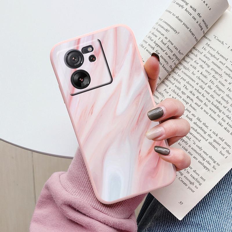 For Xiaomi 13T Pro Pink Gold Marble Art Fashion Phone Case Soft Silicone Funda Cover For Xiaomi 12T 11T 10T 12 Lite Coque Bumper