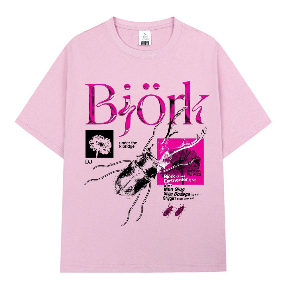 Bjork Music Singer Artist Graphic Print T Shirt Unisex Crew Neck Short Sleeve Casual Streetwear Fashion Tees Tops for Men Women Music Fans Concert