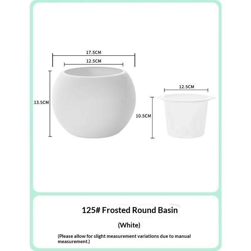 Round Ceramic Plant Pot Matte Textured Surface Two Color Options Perfect For Home Office Indoor Plant Decor