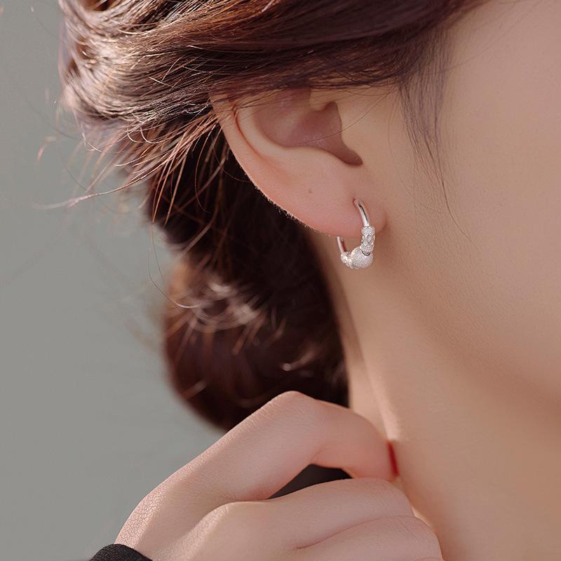 Banyan Tree S925 Silver Ruyi Transfer Bead Earrings - Women's Retro Fashion Niche Silver Earrings
