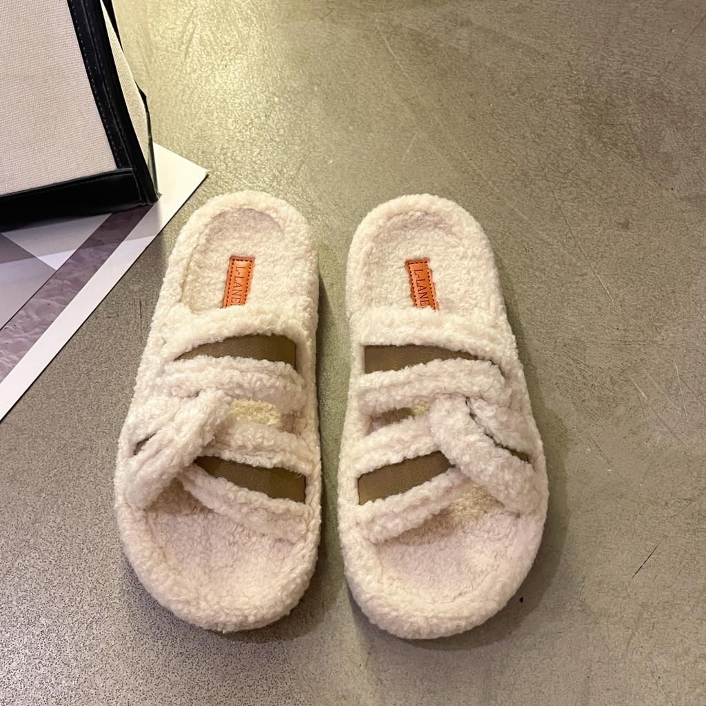 Fashion 2024 New Winter Furry Slippers Fashion Open Toe Comfortable Slippers Women's Indoor Cotton Shoes Fluffy Warm Home Slippers