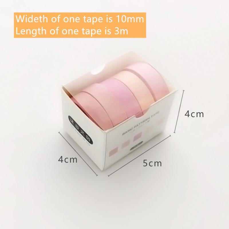 5pcs Basic Pattern Washi Tape Set Pink Green Color Dots Line Grid 10mm Adhesive Masking Tape Diary Album Stickers A6361