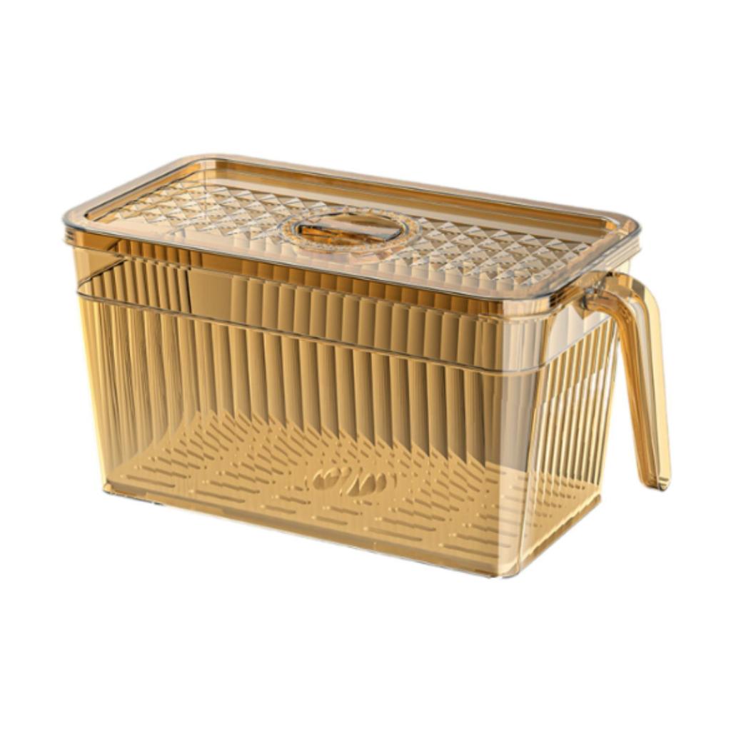 Refrigerator Organizer Bin with Draining Tray for Cabinet Drawer Pantry