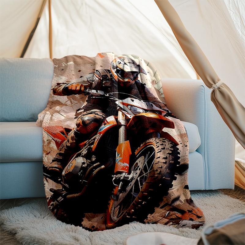 Off-road Motorcycles Theme Printed Blanket - Perfect for Couch, Bed, Travel & Outdoor Use | Machine Washable, Cozy & Durable.