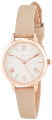 Fieldwork Analog Patre Pink Gold with Leather Gray Watch, Strap, JN002-2, Women's,