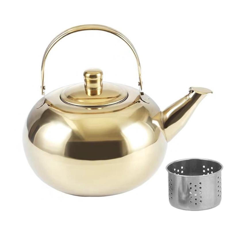 Stainsless Steel Teapots with Infuser Short Spouts Coffee Kettles