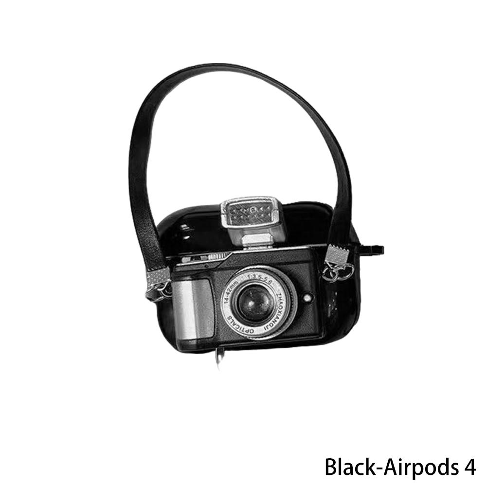 

Винтажная камера для Apple Airpods 4 3 2 1 Pro Мягкий силиконовый защитный чехол для наушников для Air Pods 3-го поколения Airpods 4 чёрный