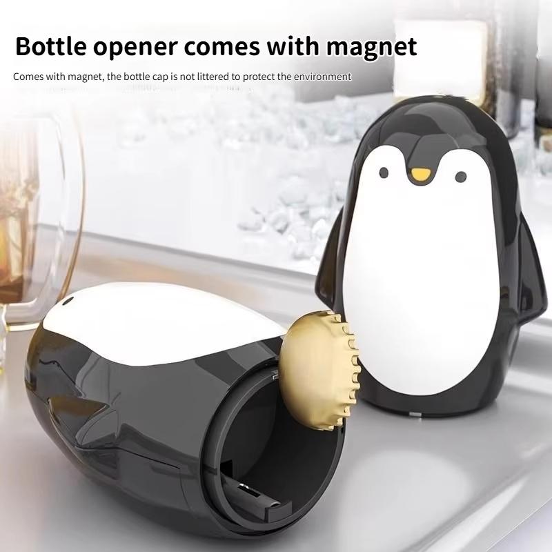 Automatic Penguin Bottle Opener Labor-saving Push Down Magnetic Beer Bottle Opener Press-Type Creative Bottle Cap Remover Party