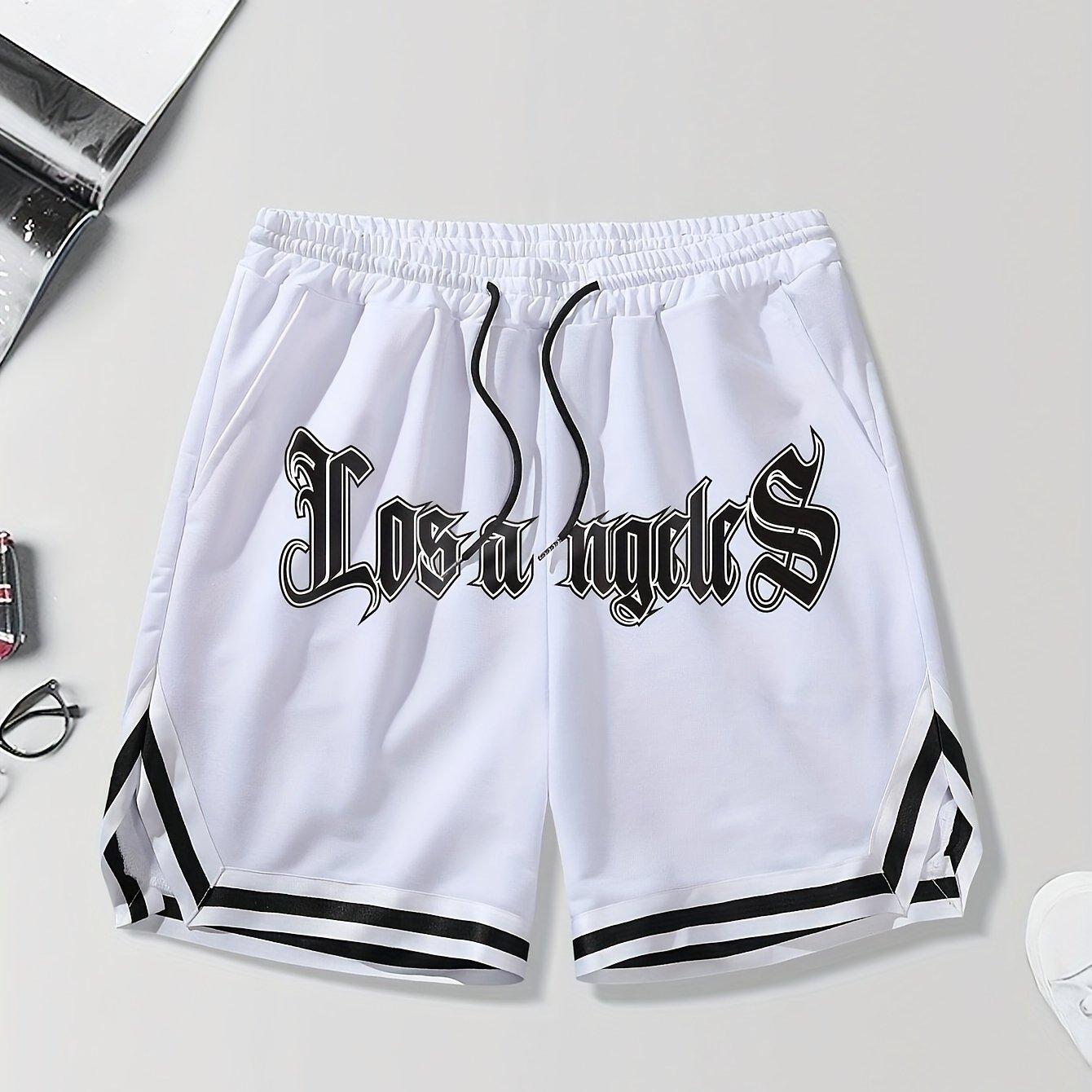 Ladie KAKA LOS ANGELES Print Heren Losse Grote Trekkoord Casual Minimalistische Korte Broek Man Broek Casual Korte Broek Zomer Nieuw Binnen Herenkleding Thi M