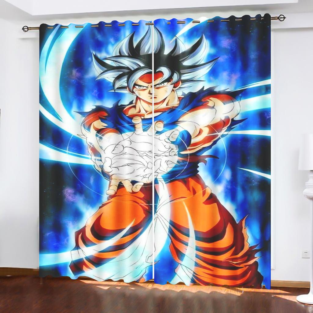 Dragon Ball Anime Curtains for Living Room Bedroom Blackout Drapes 1pc Home Decor Perforated Dustproof