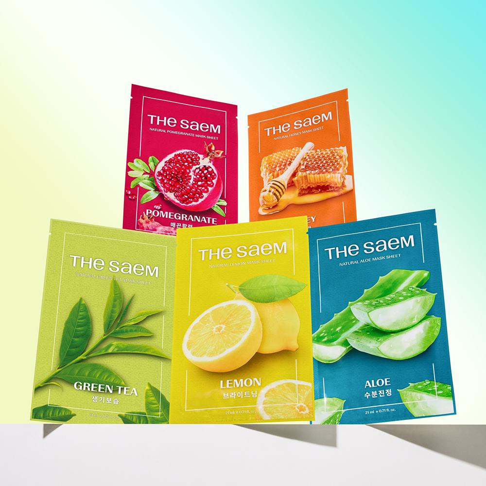 The Saem [1+1] The Saem Natürliche Maskenpackung 1 Blatt Wählen Sie 1 der 5 Arten: Aloe Zitrone Grüner Tee Honig Granatapfel