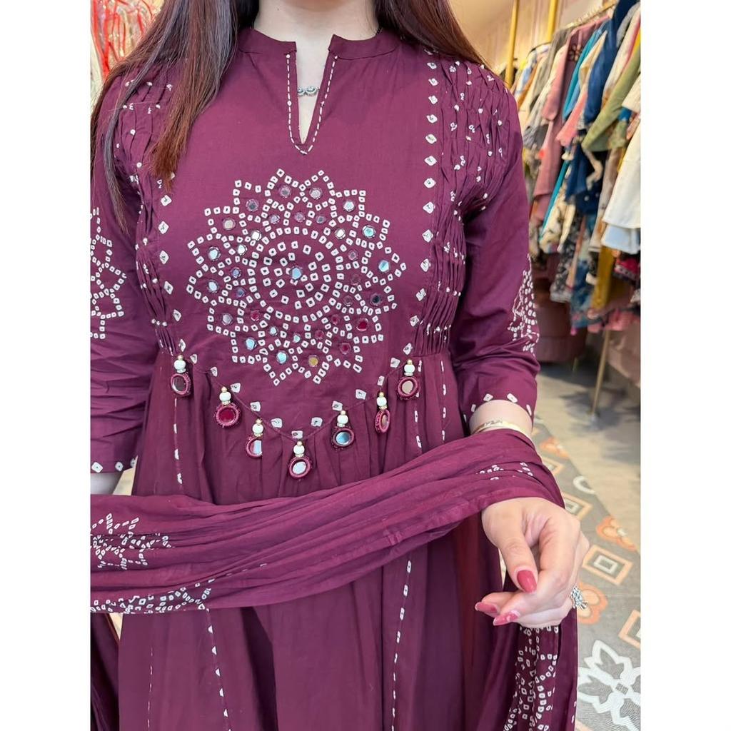 Bawełniany zestaw Kurti Pant Dupatta na imprezę Indyjski Projektant Etniczny Salwar Kameez