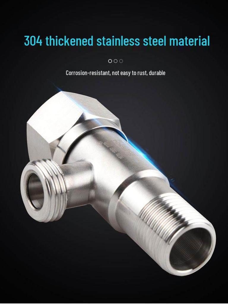 304 Stainless Steel Angle Valve for Cold/Hot Water, Universal 4-Point Household Stop Valve for Water Heaters and Toilets