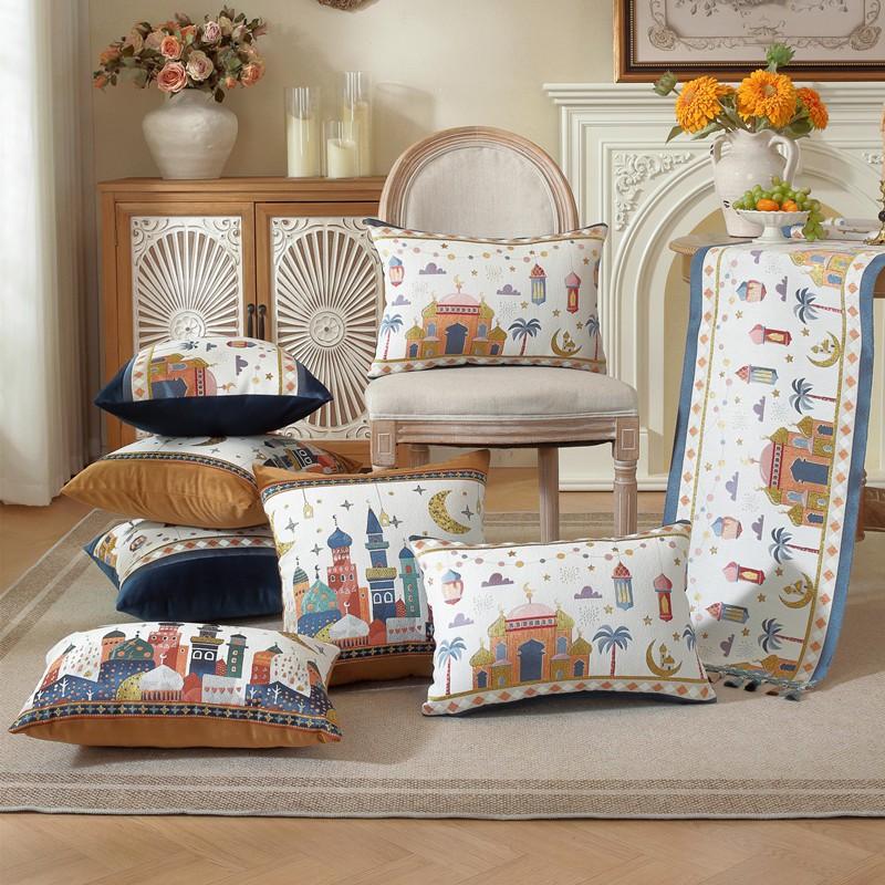 Woven Jacquard Star Moon Castle Camel Cushion Cover Living Room Sofa Decorative Pillowcase