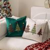 18 x 18 in Christmas Pillow Cover Soft Short Xmas Tree Pillowcase Comfortable Embroidered Cushion Slipcover Festive Atmosphere