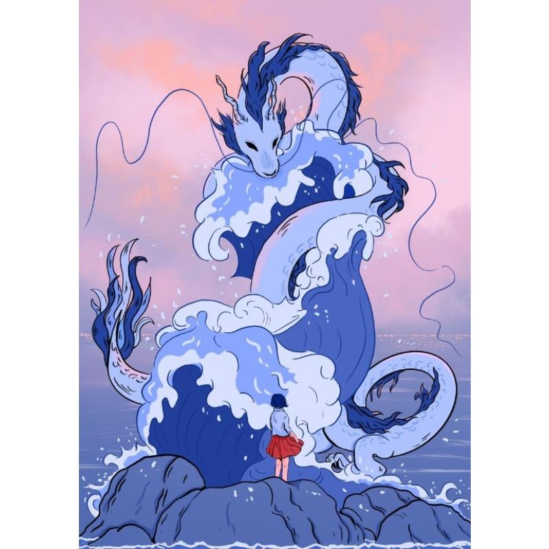 Japanese Cartoon Illustration Poster Landscape Mask Anime Girl Poster Japan Art Decor Home Room Wall Decoration Canvas Painting