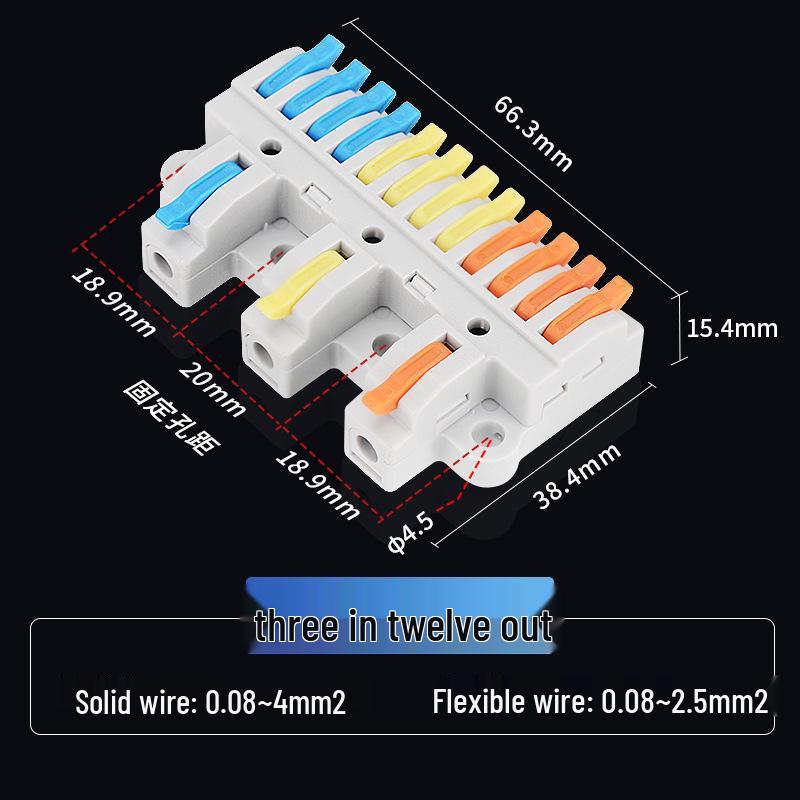 220V Quick Wiring Terminal Block: 2-In/4-Out/6-Out Wire Connector Splitter