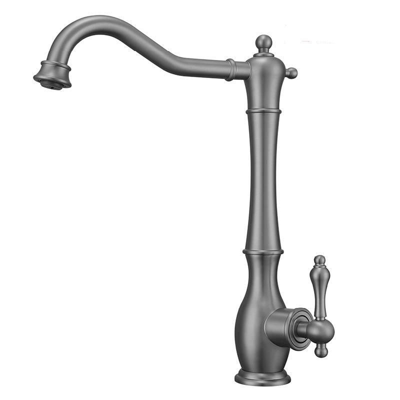 Classical Sink Faucet Kitchen Tap Rotation Gray  Lead Free Hot Cold Single Lever Sink Tap Total Brass