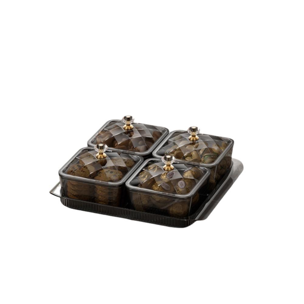 Dustproof Fruit Plate Partition Platter 2/4/6 Grids Snack Dessert Tray  Living Room