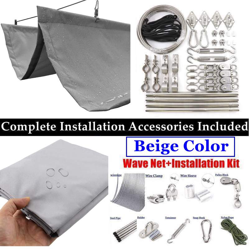 Width 0.8m~2m Rainproof Wave Telescopic Shade Sail Outdoor Polyester Anti-UV Pergola Awning Gazbo Patio Retractable Sunshade Net