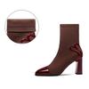 Women's Mesh Stretch Fabric Square Heel Nude Boots Pointed Casual Boots Women's Boots