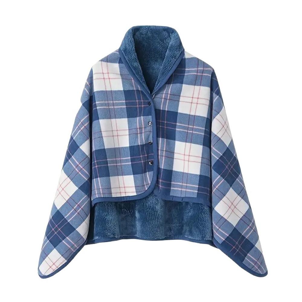 140*100cm Warm Flannel Blanket Shawl Thicken Wearable Scarf Women Retro Stripe Warm Shawl  Winter