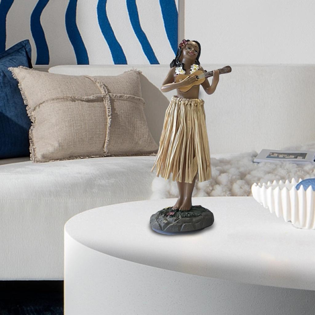 Mini Size Doll Hawaiian Dancer with Guitar 6.29inch Hawaiian Doll Home Decor Dancing Girl Dashboard Doll Dancer Decorations