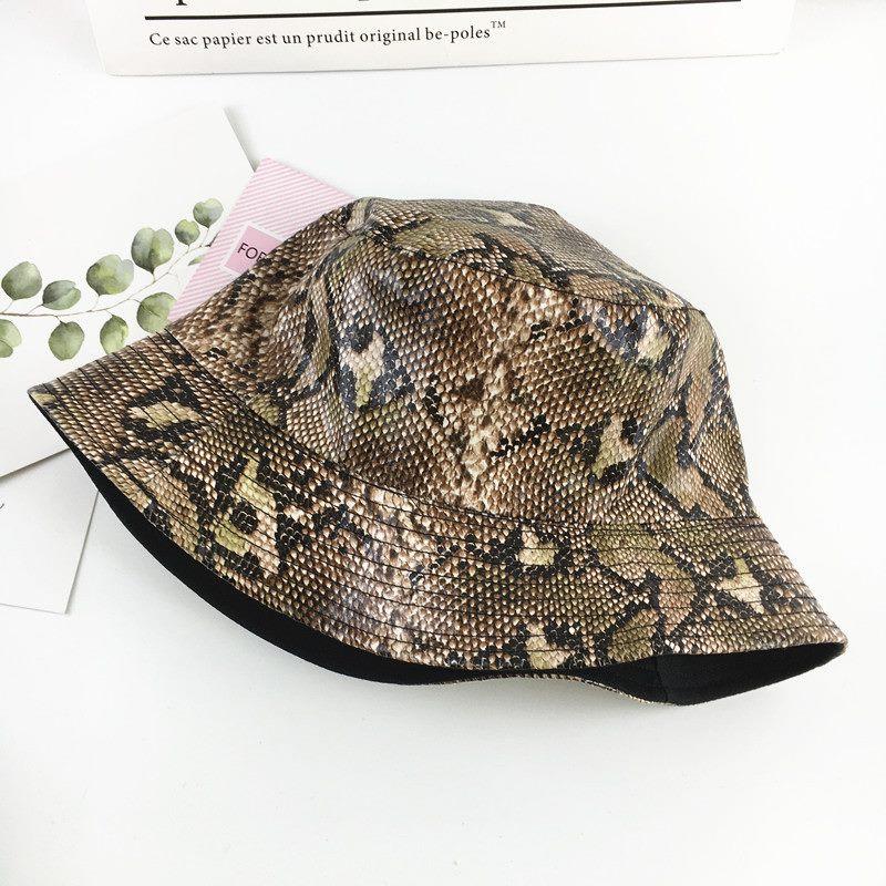 

Cotton Snake Print Both Sides Bucket Hat Fisherman Hat Outdoor Travel Sun Cap Hats for Gentlemen and Women 180 High Quality Practical Daily Use помаранчевий