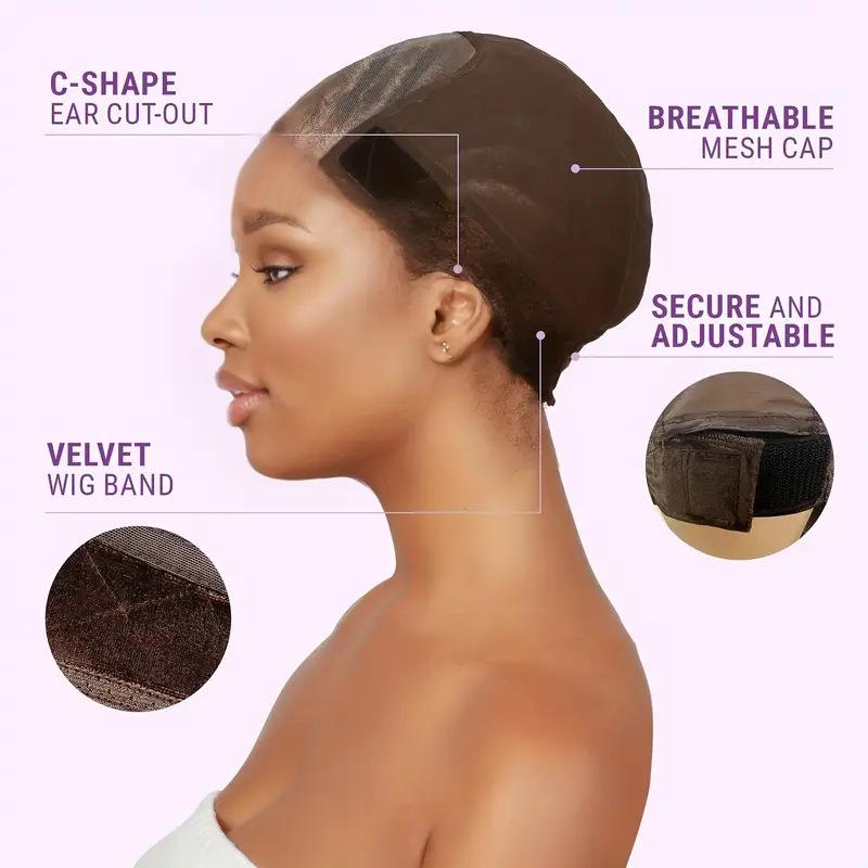 Female Headband Wig Cap Lace Wig Cap For Wig Making U Part Wig Caps Non Slip With Adjustable Velcro Velvet Wig Grip To Wear Wig