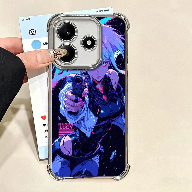 E-Edgerunners Anime Lucy Soft Phone Case For Xiaomi Redmi Note 14 15 Pro Plus 13 12 11S 11T 5G 10 9S 9 Plating Anti-Fall Fundas