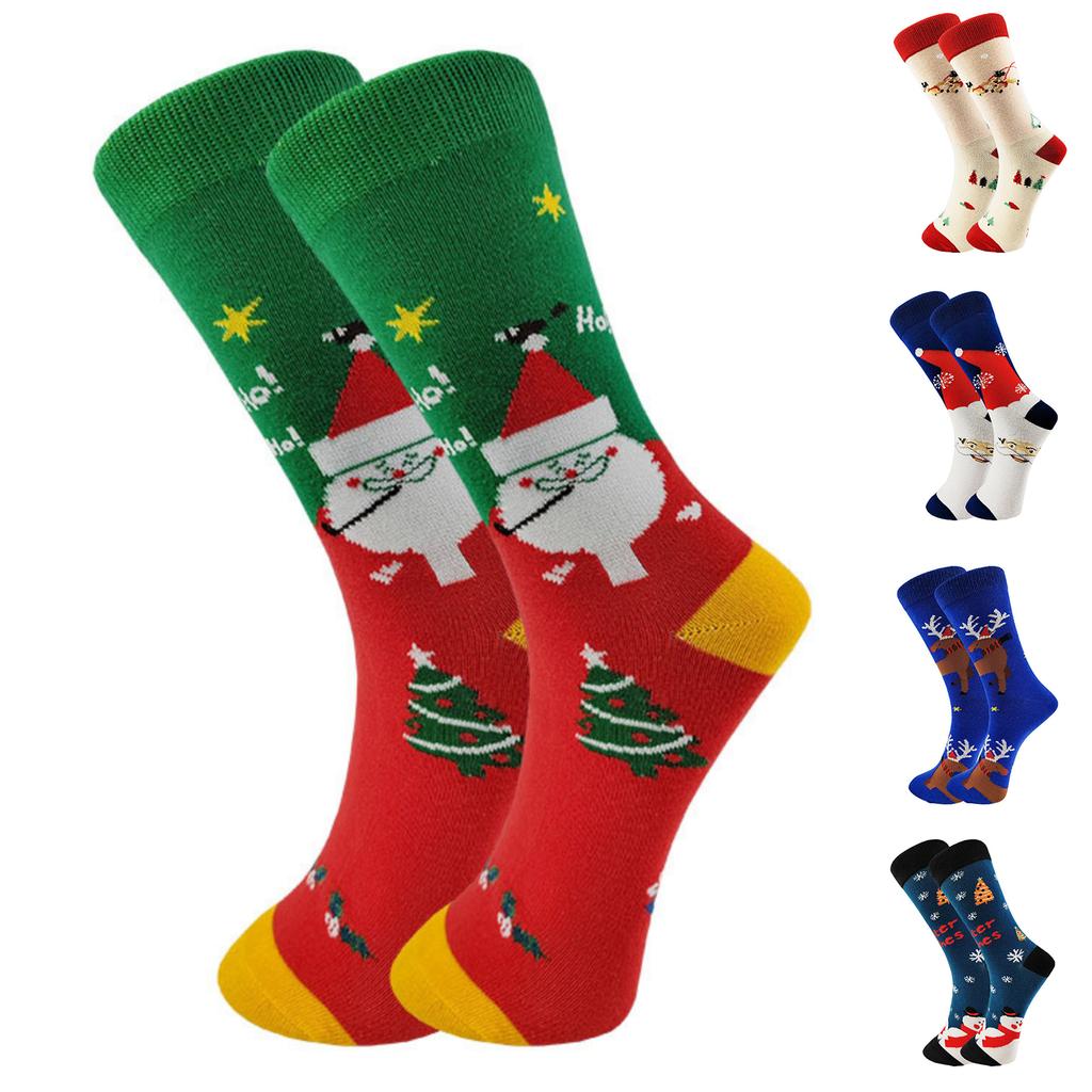 Christmas Gifts Mid-calf Socks Elk Christmas Cartoon Cotton Trendy Socks