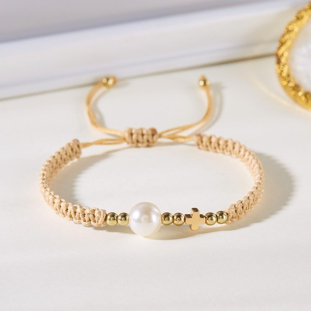 Pearl Bead Star-Shaped Bracelet Adjustable Casual Bracelet Bangle Woven Bracelet  Men