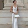 European and American Women's Clothing Popular Suspender Lace Splicing Satin Dress