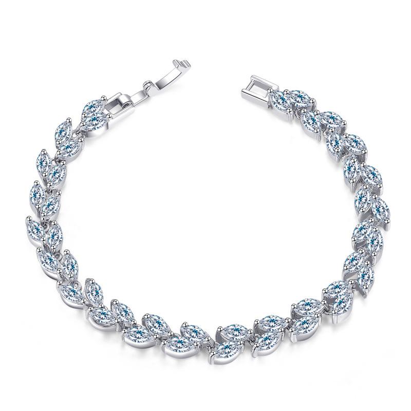 Hand Jewelry Small Leaf Zircon Bracelet, Jewelry, Women