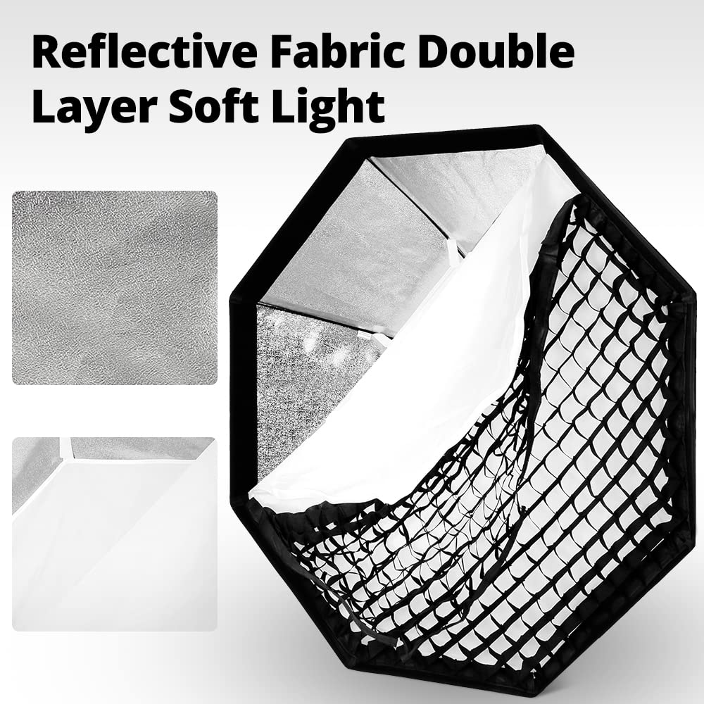 Godox Pro 95 cm Octogon Honeycomb Grid Softbox Studio Softbox cu suport Bowens pentru Studio Strobe Flash Light Grid Softbox 37" (Octogon 95 cm) [Articol]