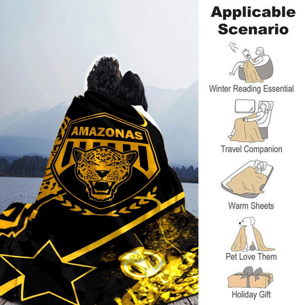 AMAZONAS FC Print Flannel Blanket High Quality Warm Comfortable Cover for All Seasons Perfect for Gifts Home Decor