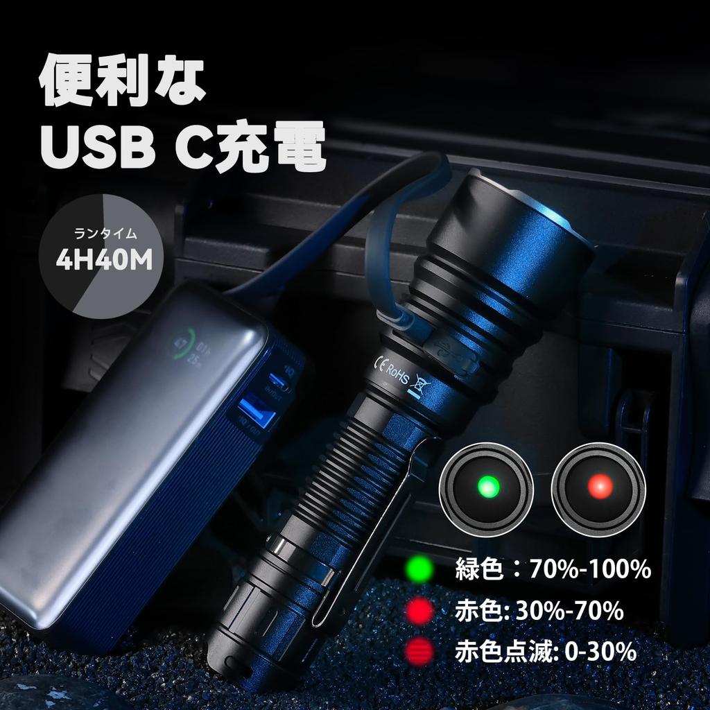 sofirn SK40 Powerful High 3200 Max Beam Distance Dual Pocket IP68 for Disaster Outdoor Power and Emergencies Flashlight, Brightness, Lumens, 580M,