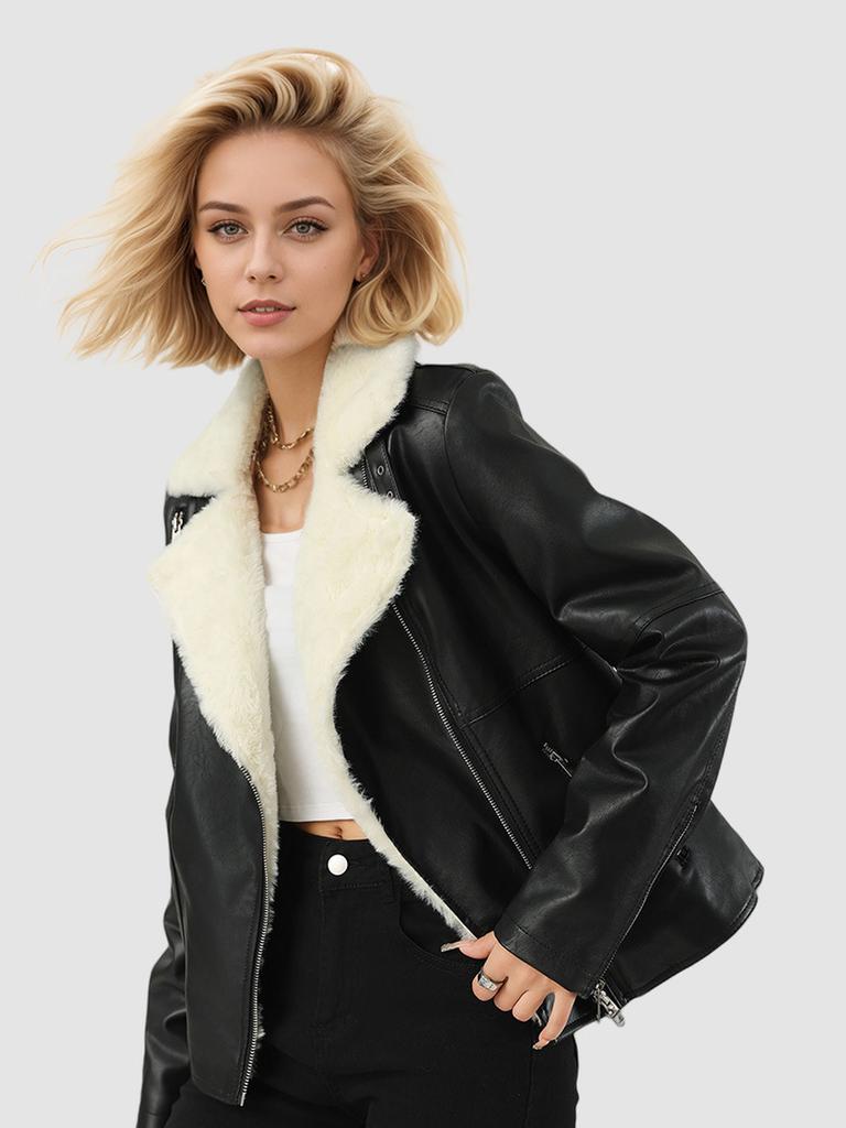 Winter Fashion Overcoat Thick Fur One-Piece Large Size Jacket Women's Leather Coat Custom