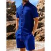 Men's Trendy Waffle Lapel Two-Piece Summer Set