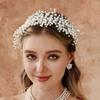 Luxury Handmade Pearl Wide Hair Band Bride Headwear Vacation Photo Accessories Female Ball Dinner Dress