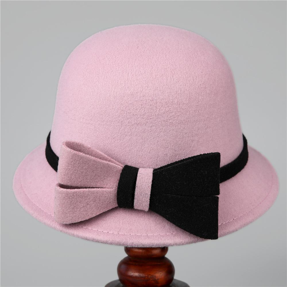 Hat Women's Autumn and Winter Warm Top Hat Thickened Woolen Felt Basin Hat Casual Bucket Hat