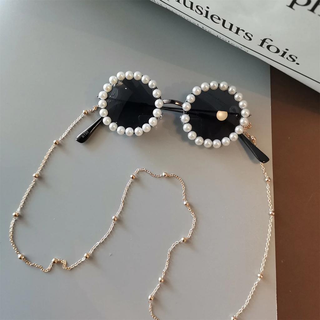New Luxury Pearl Sun Glasses Women Fashion Metal Frame Round Sun Glasses Designer Imitation Pearl Gradient Sun Glasses UV400
